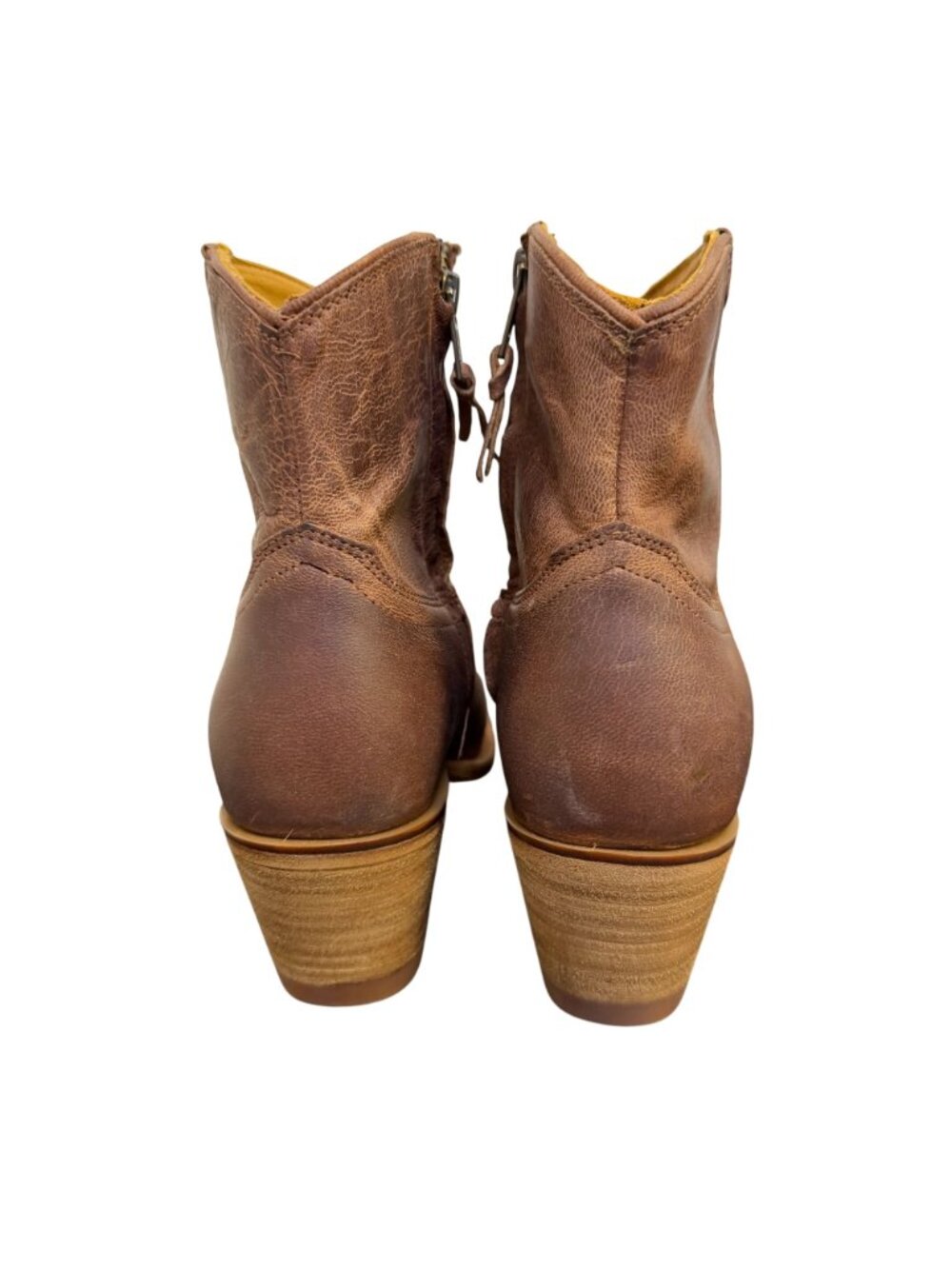 Tecovas Western Brown Leather Booties With Zipper & Size 8.5 - Picture 4 of 10
